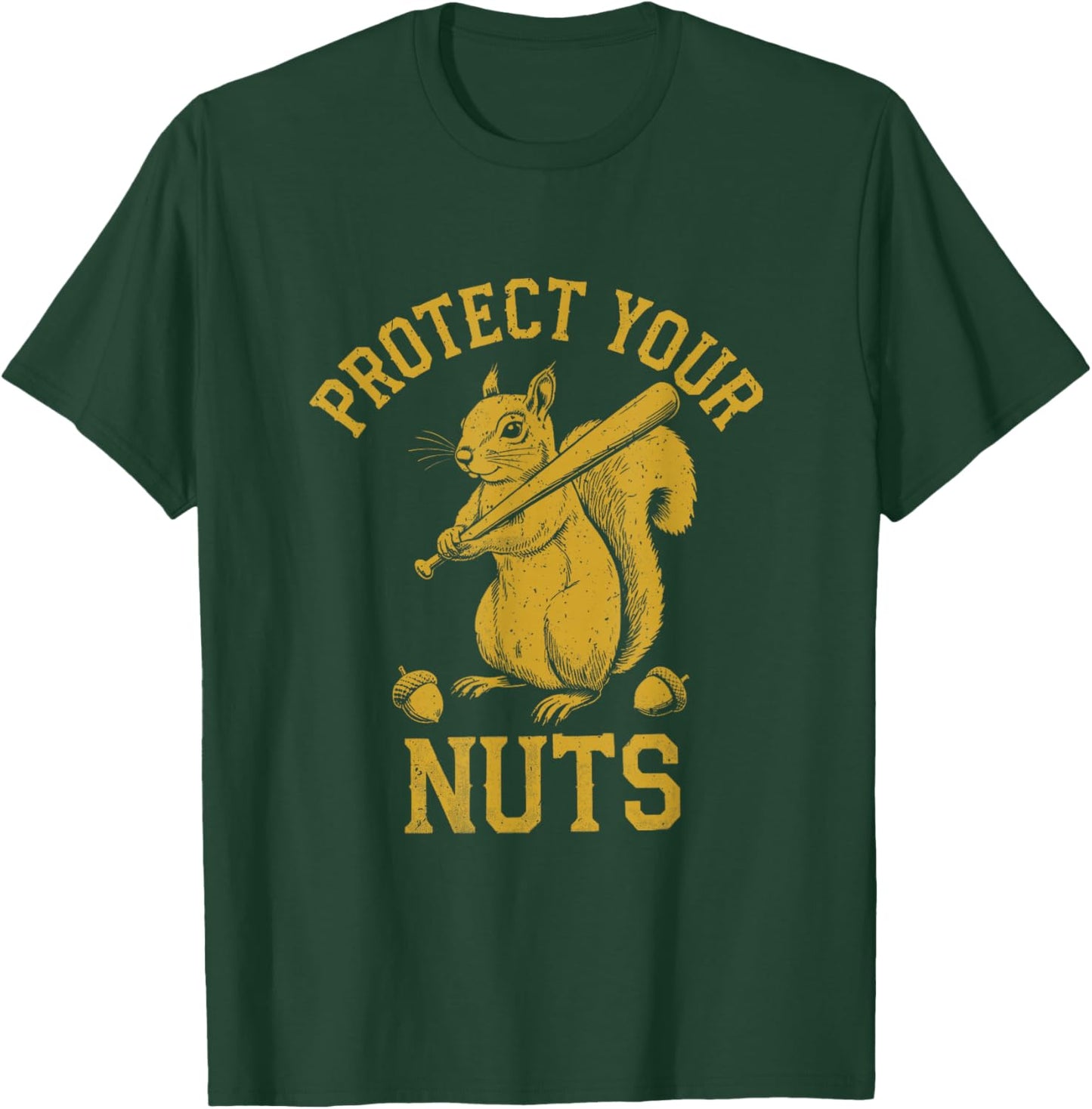 Protect Your Nuts Funny Squirrel Baseball Bat T-Shirt - T-Shirt | Forest