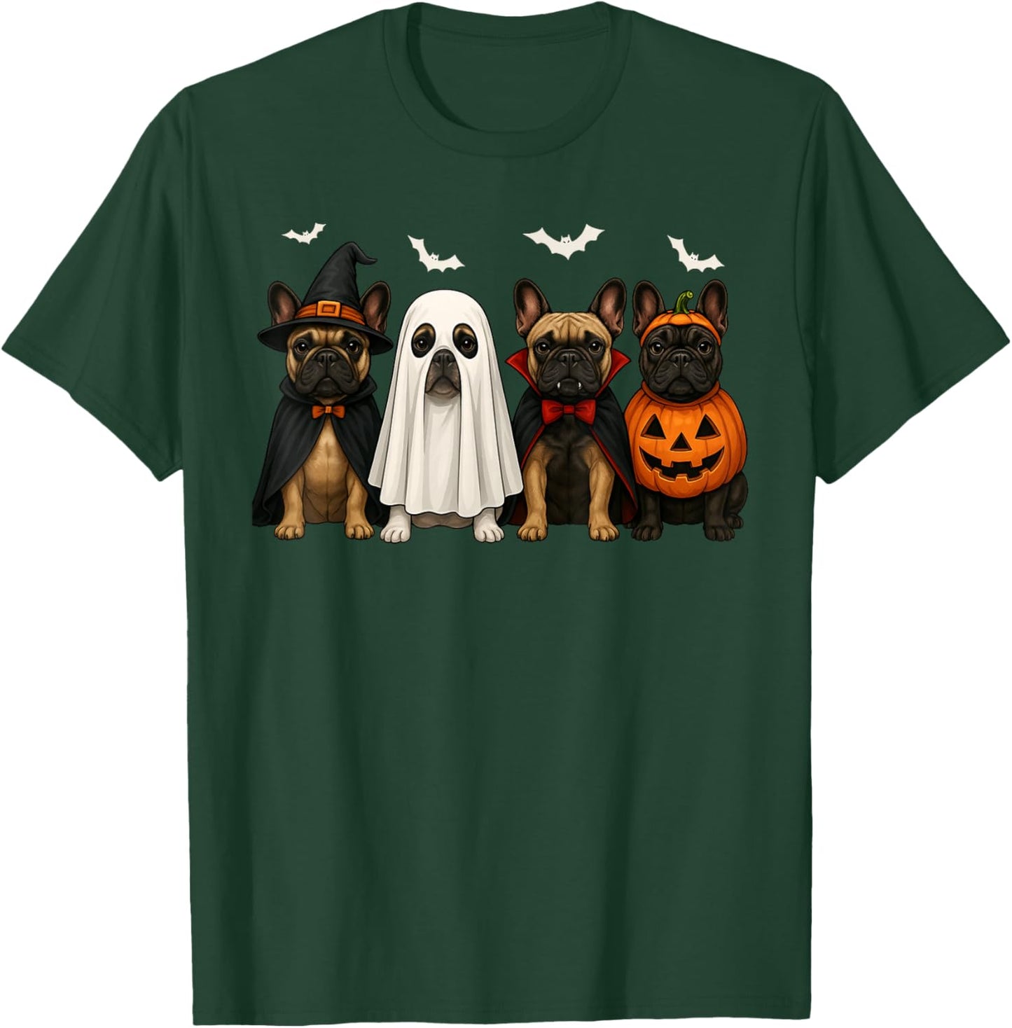 French Bulldog Ghost Dogs Halloween Costume Men Women Kids T-Shirt - T-Shirt | Forest
