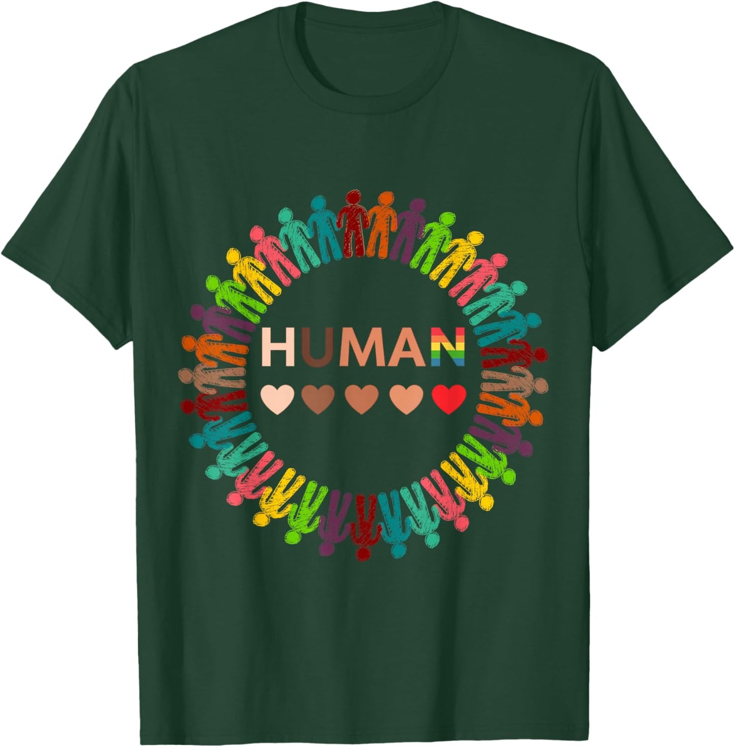 All-Inclusive Hearts for BLM Racial Justice & Human Equality T-Shirt - T-Shirt | Forest