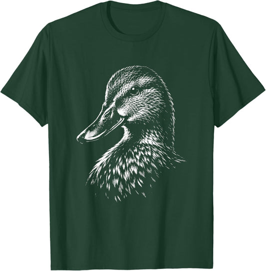 Duck Portrait Black and White Animal Lover T-Shirt - T-Shirt | Forest