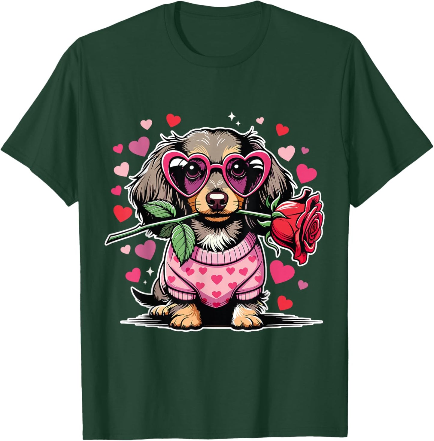Cute Dachshund Valentines Day Dog Valentine Lover T-Shirt - T-Shirt | Forest