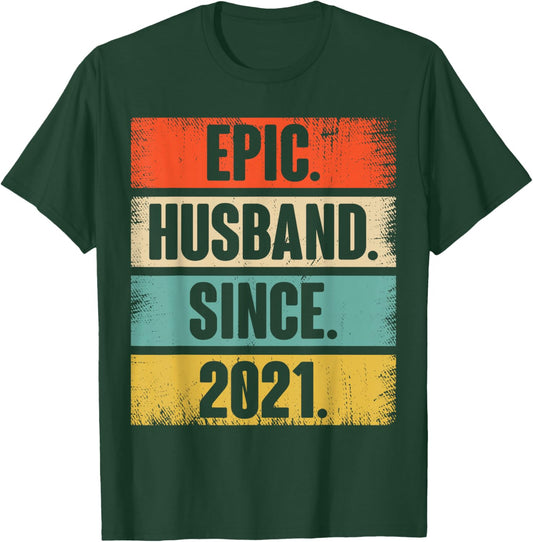 5th Wedding Anniversary - Epic Husband Since 2021 T-Shirt - T-Shirt | Forest