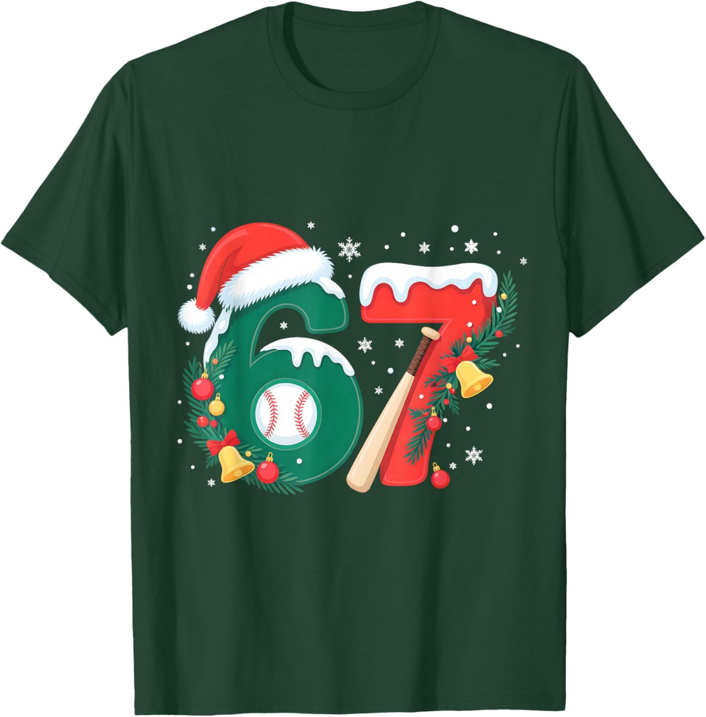67 Christmas Baseball 6 7 Meme Boys Six Seven Christmas Kids T-Shirt - T-Shirt | Forest