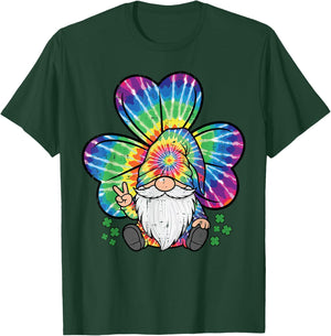 St Patricks Day Gnome Shamrock Tie Dye Saint Paddys Women T-Shirt - T-Shirt | Forest