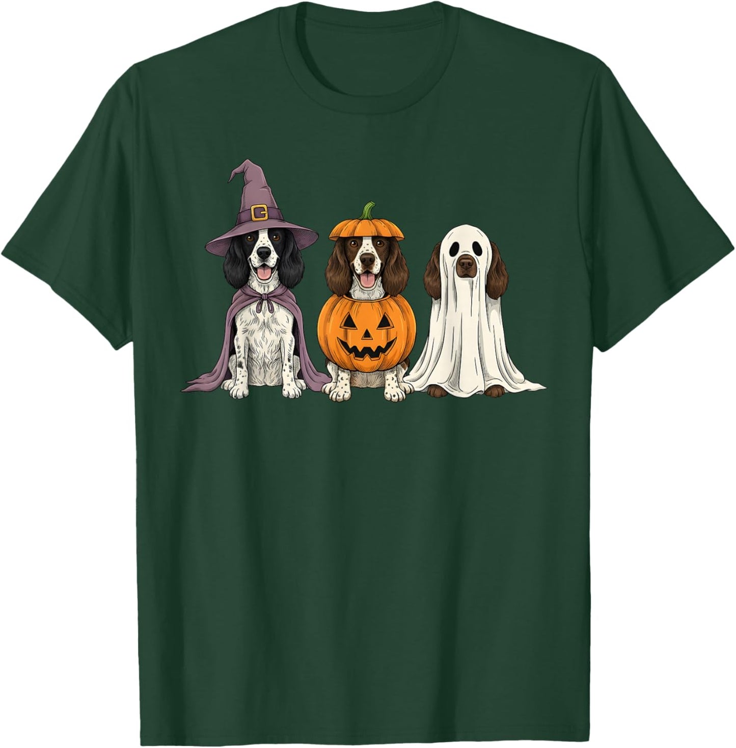 Spooky Ghost English Springer Spaniel Pumpkin Halloween T-Shirt - T-Shirt | Forest