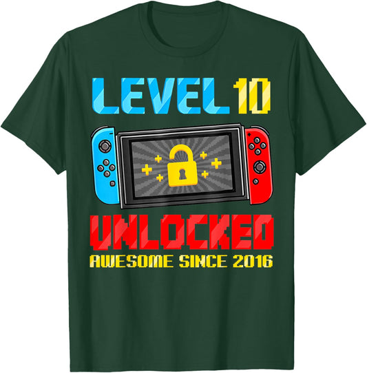 10th Birthday Boy Level 10 Gamer 10 Year Video Game Party T-Shirt - T-Shirt | Forest