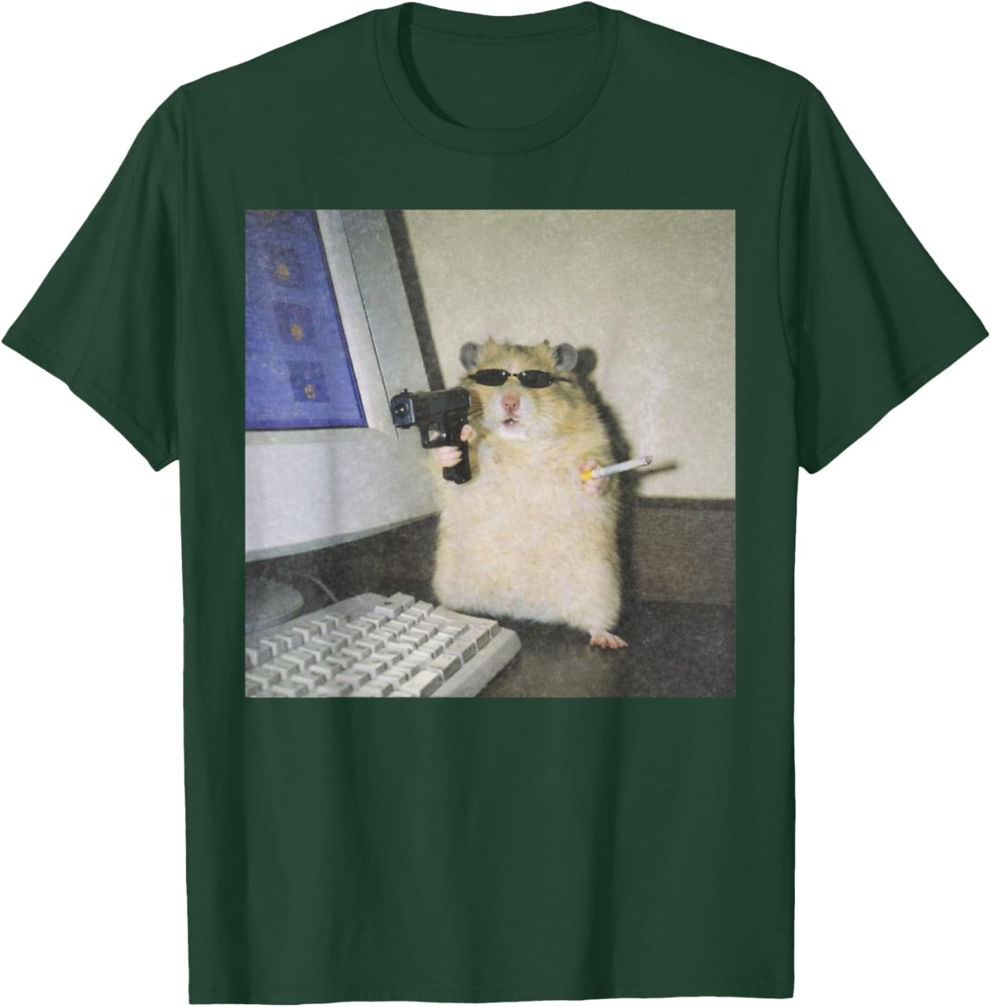 Cyber Hamster Meme Cringe Funny Animal Vintage T-Shirt - T-Shirt | Forest