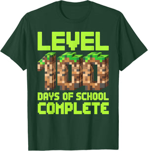 Level 100 Days of School Complete Video Gamer Boys 100th Day T-Shirt - T-Shirt | Forest
