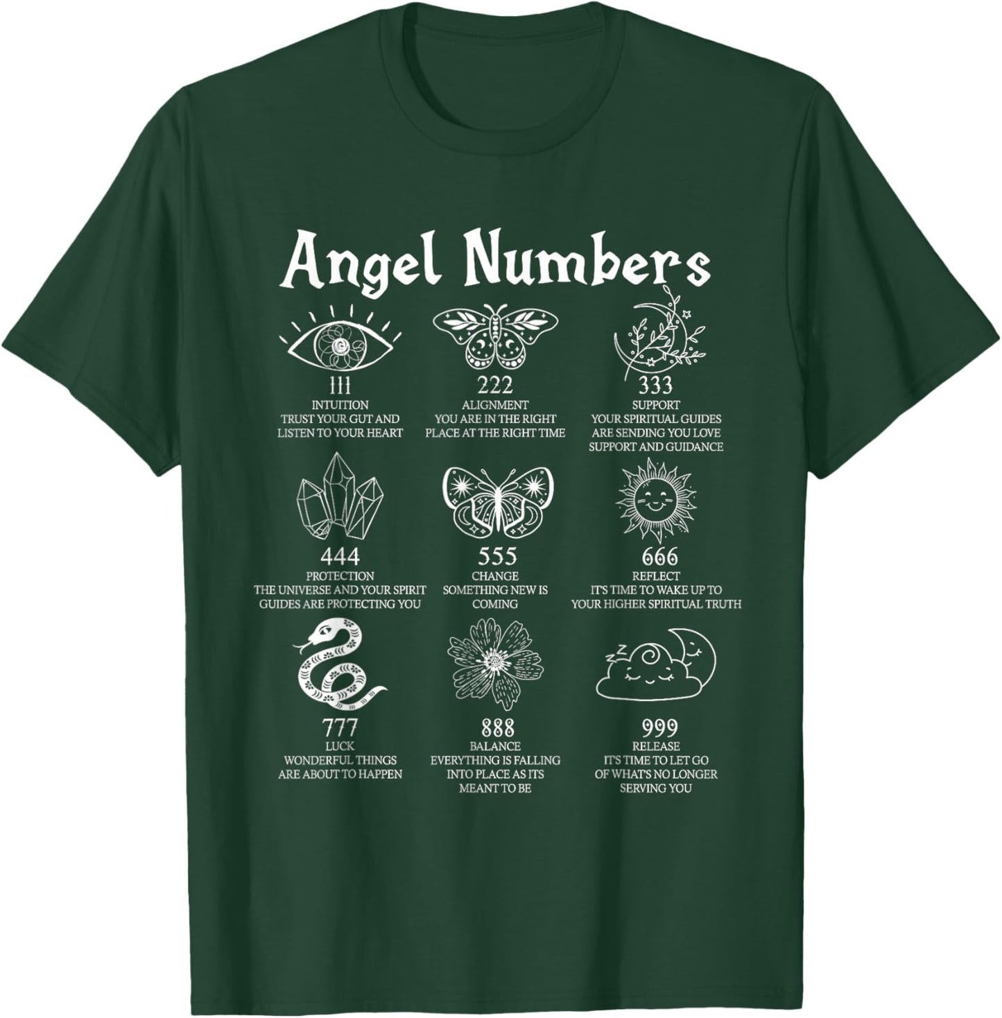 ngel Numbers Numerology Celestial Spiritual Divination T-Shirt - T-Shirt | Forest