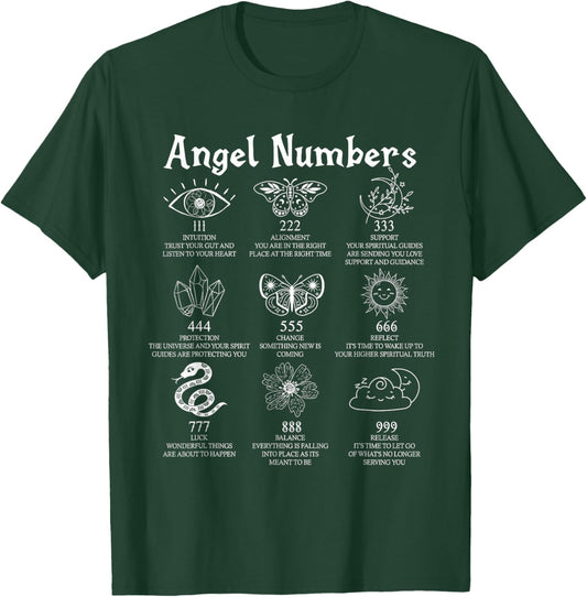 ngel Numbers Numerology Celestial Spiritual Divination T-Shirt - T-Shirt | Forest