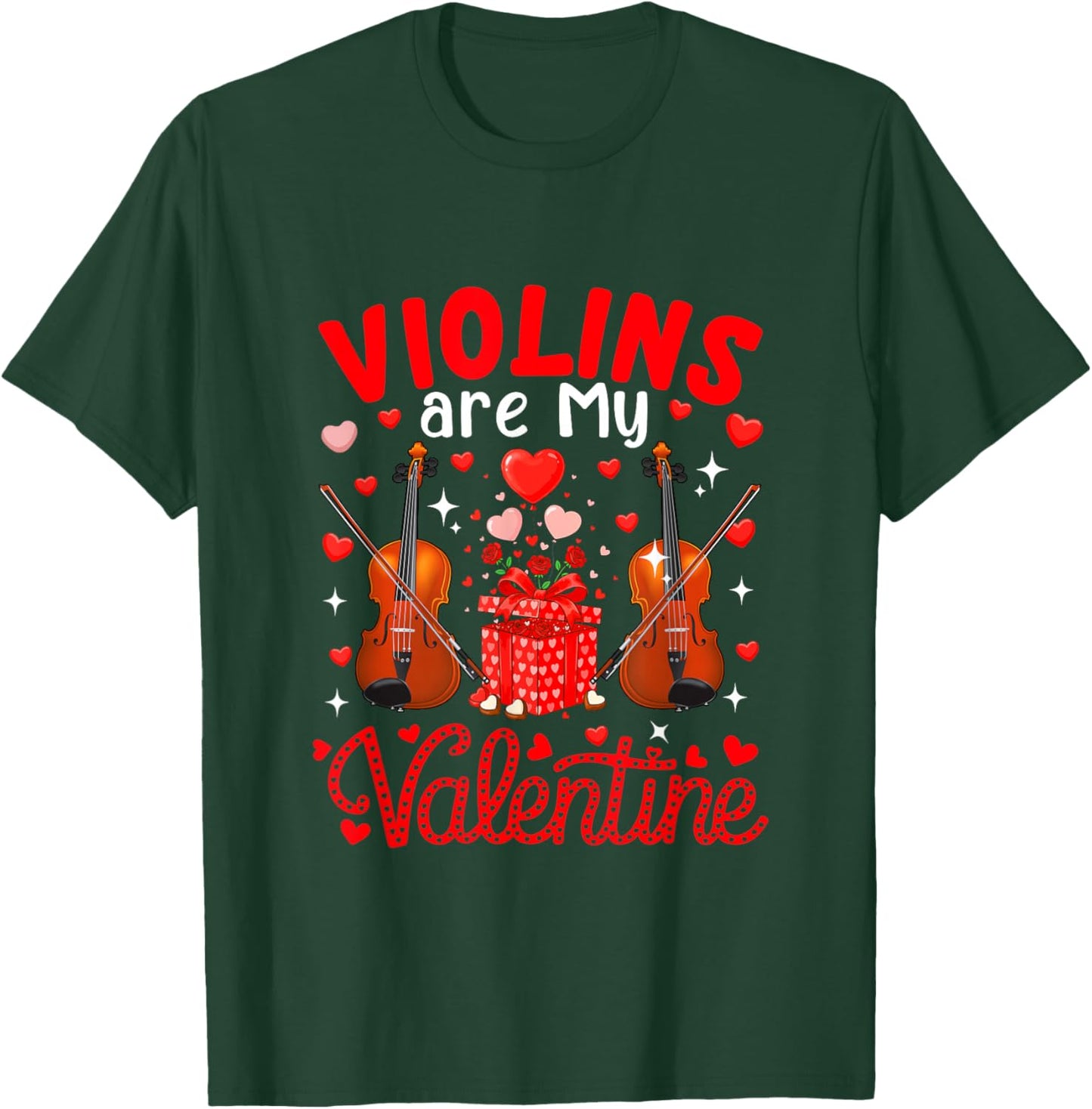 Violins are My Valentine Floral Heart Funny Instrument T-Shirt - T-Shirt | Forest