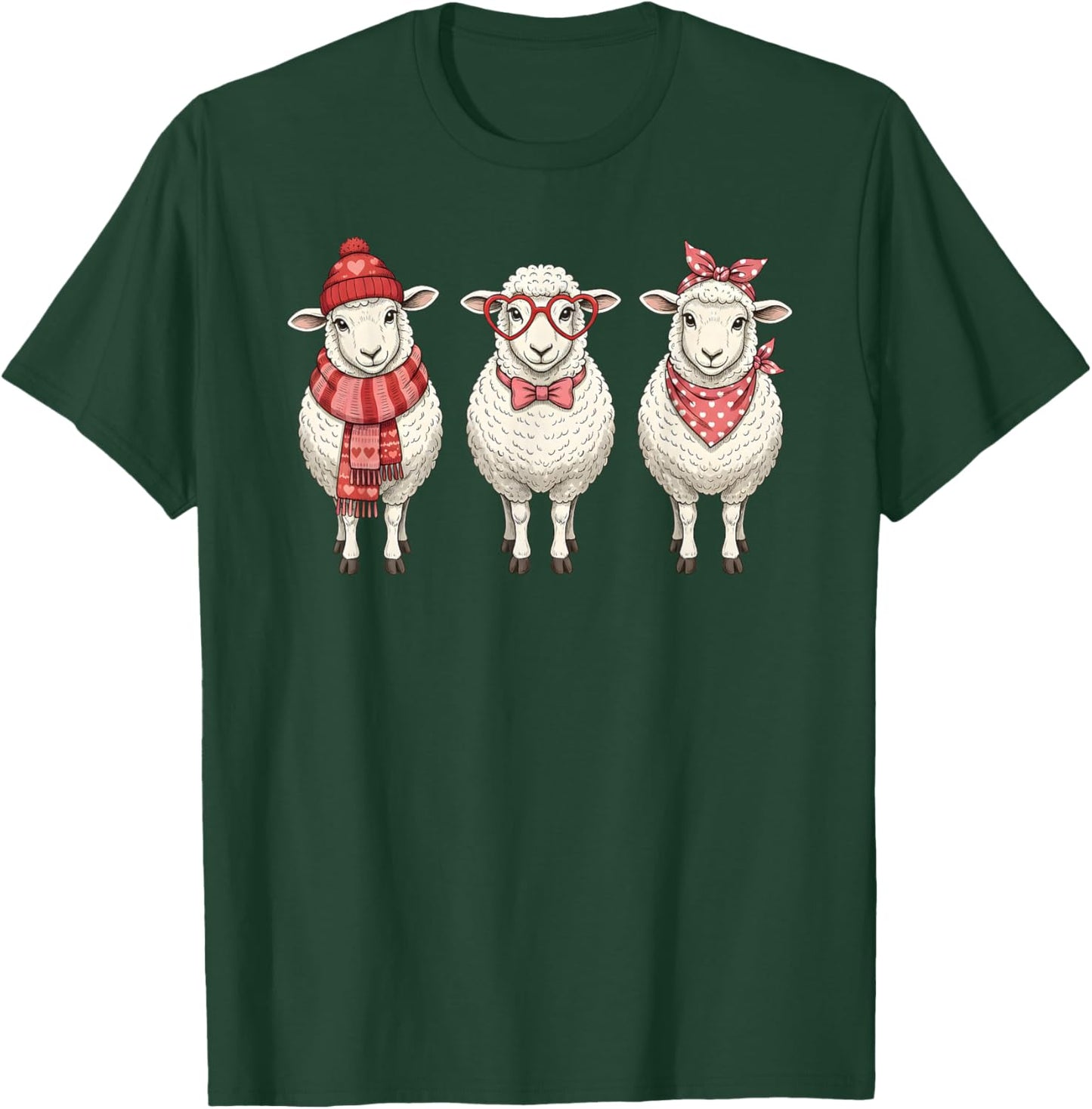 Retro Sheep Cute Valentine Farm Animal T-Shirt - T-Shirt | Forest