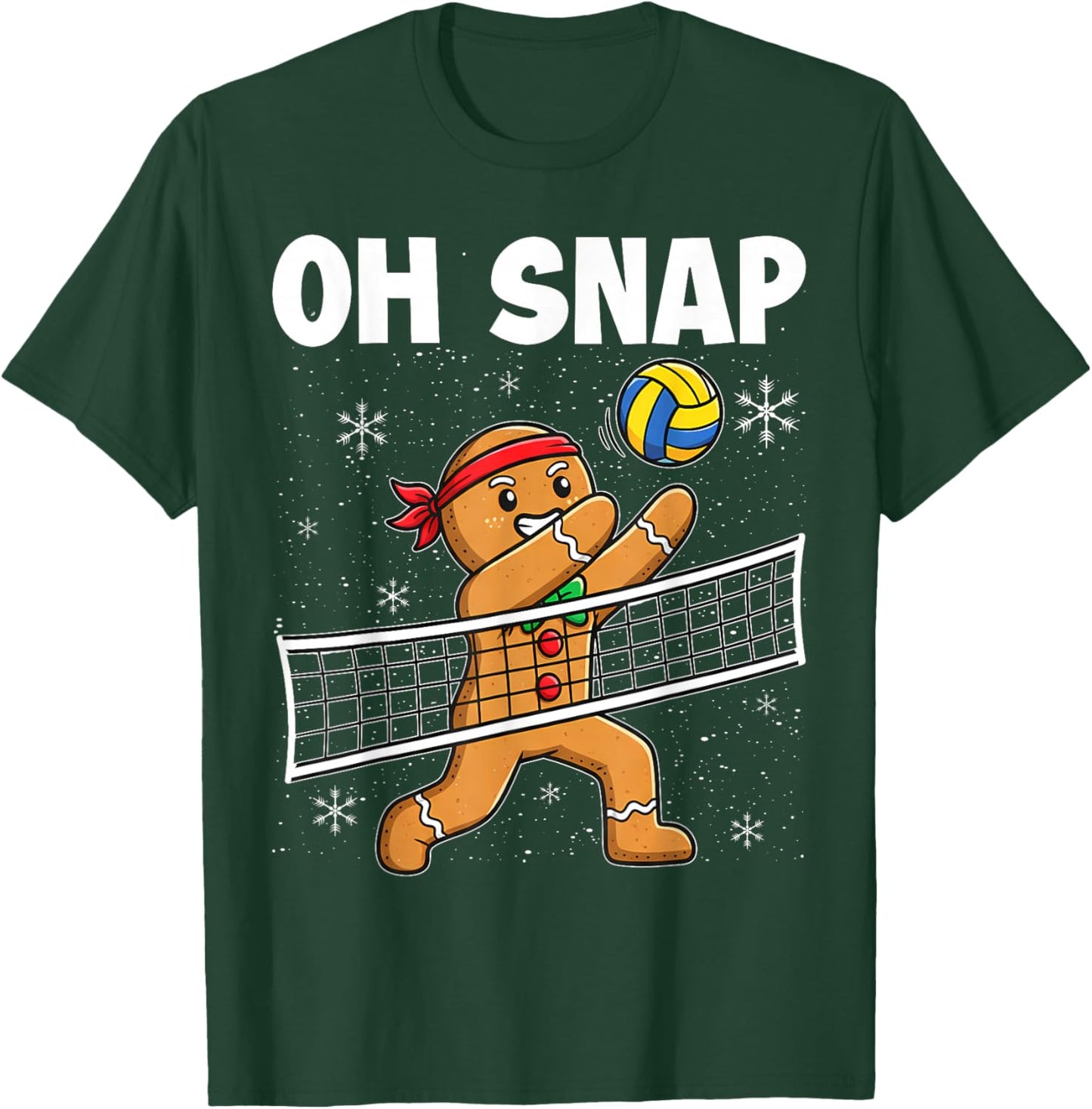 Oh Snap Gingerbread Man Christmas Volleyball T-Shirt - T-Shirt | Forest