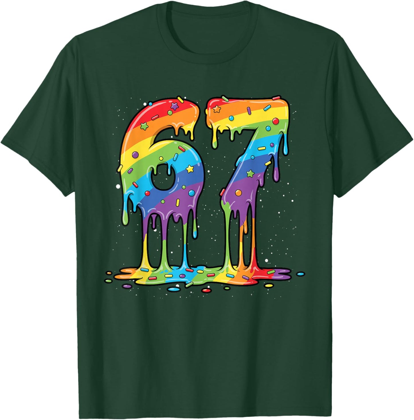 Funny 67 Meme Colorful Drip Men Women LGBT Rainbow T-Shirt - T-Shirt | Forest