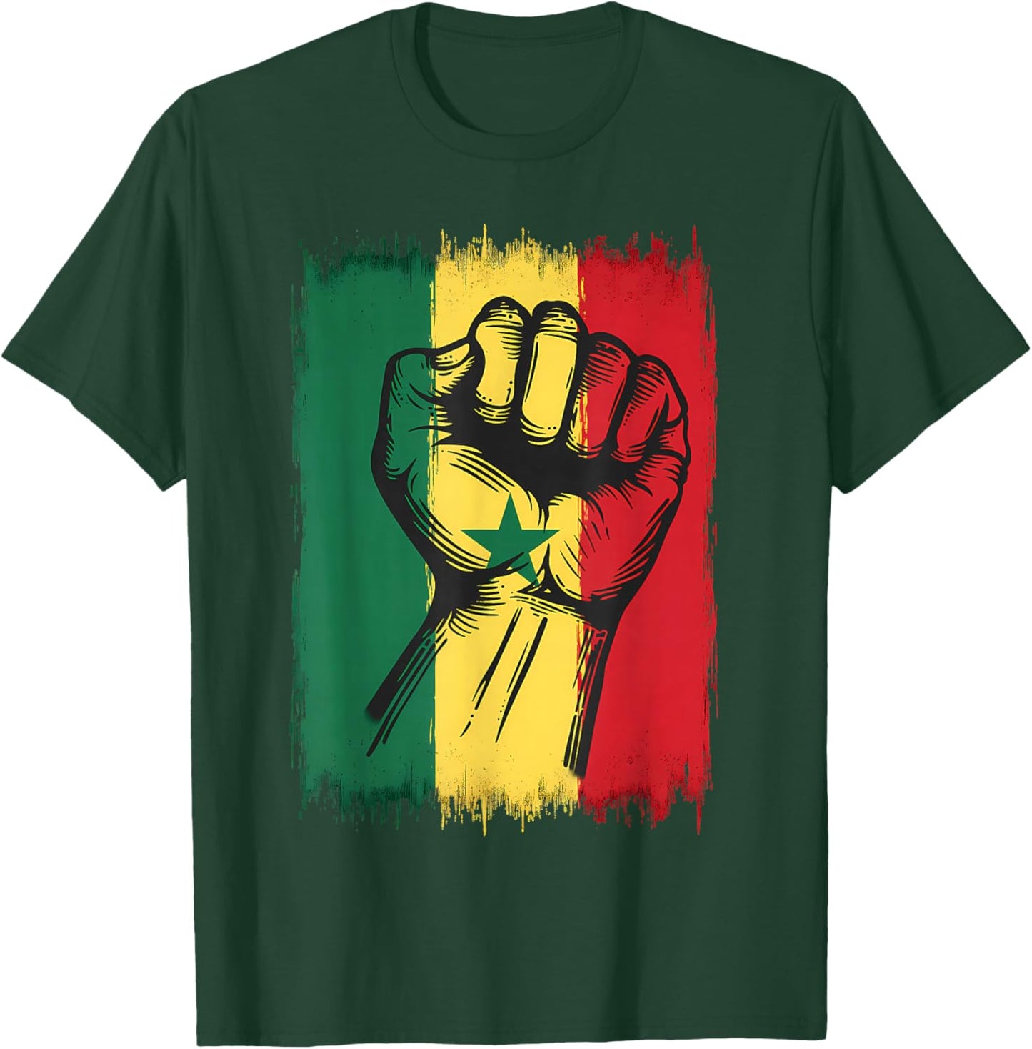 Senegal Roots Handfist Senegalese Flag T-Shirt - T-Shirt | Forest