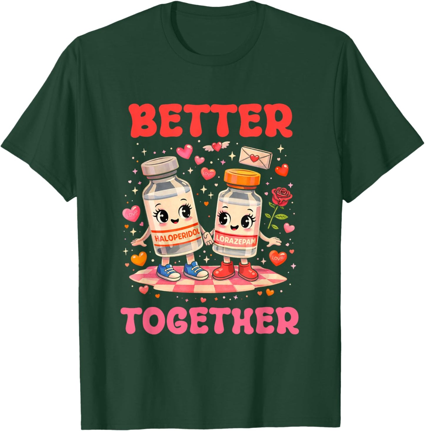 Valentine Better Together Nurse Pink Bow RN PCT CNA Nurse T-Shirt - T-Shirt | Forest