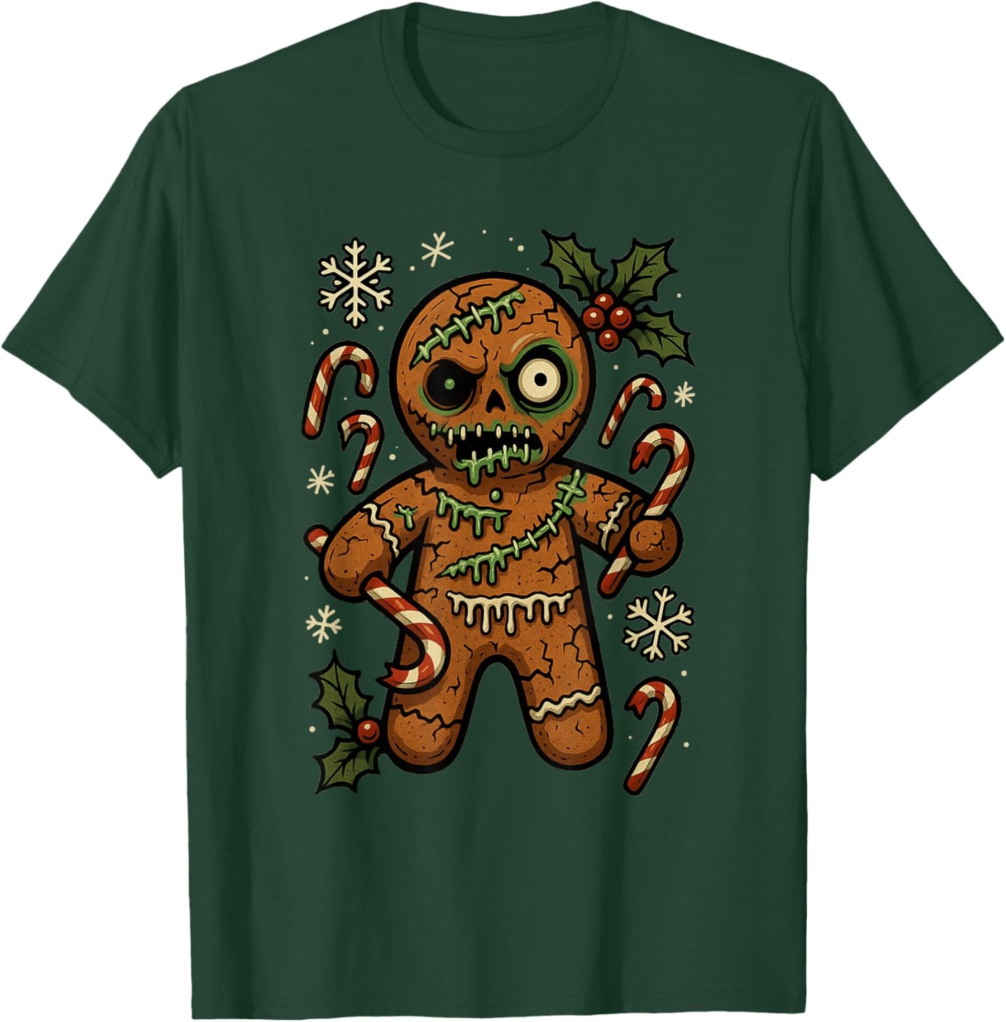Zombie Gingerbread Man Christmas Zombie T-Shirt - T-Shirt | Forest