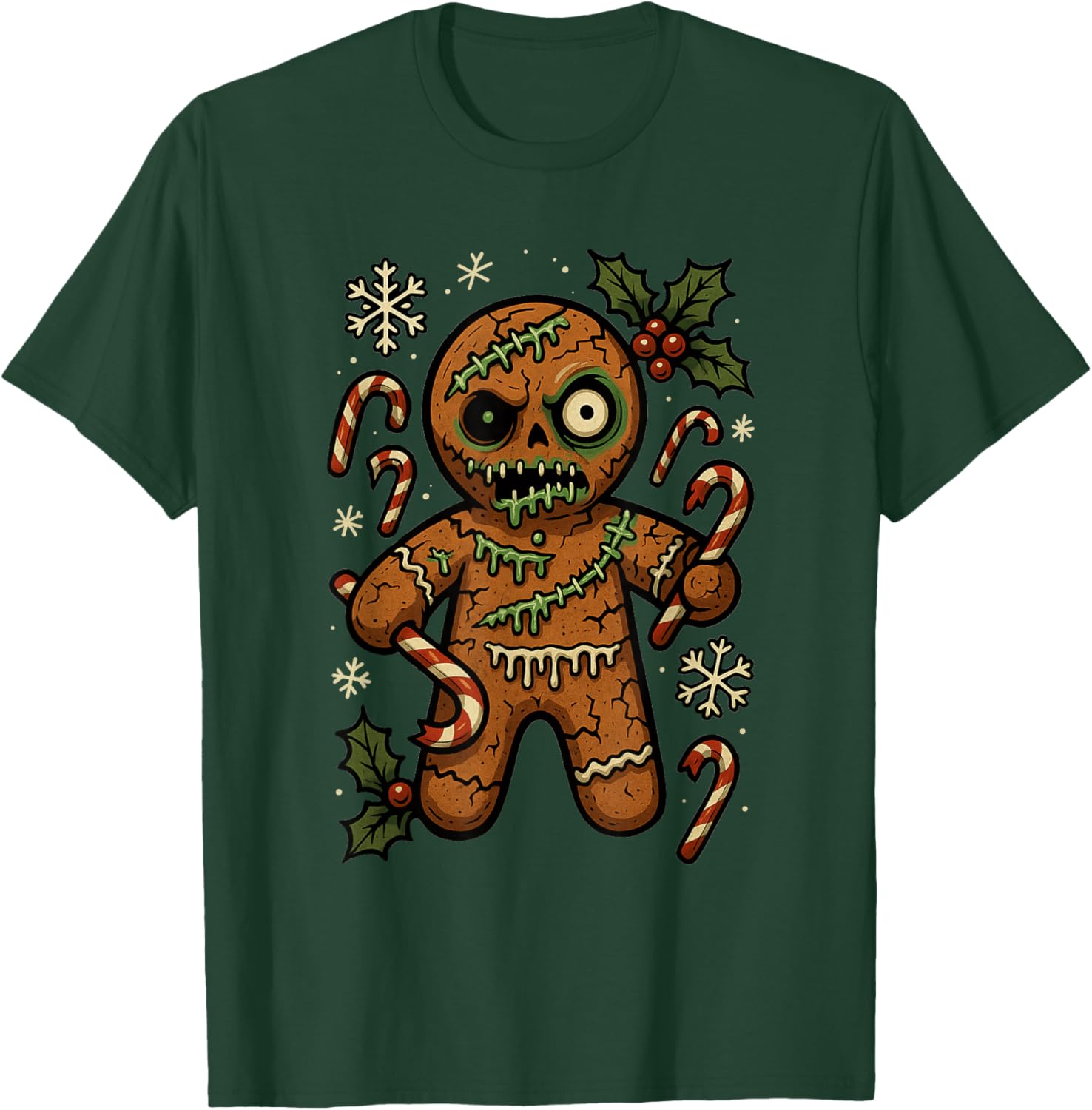 Zombie Gingerbread Man Christmas Zombie T-Shirt - T-Shirt | Forest