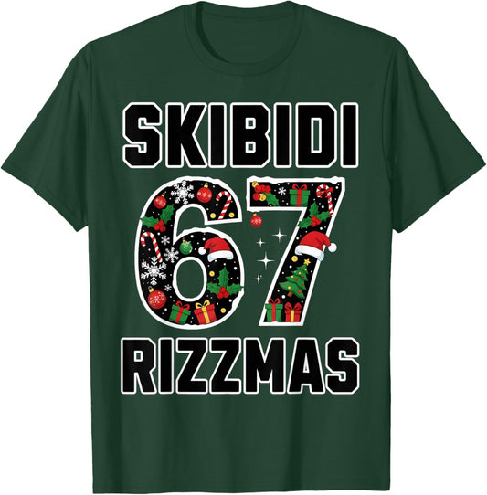 Rizz Christmas 67 Funny Xmas Gen Alpha Skibidi Rizzmas 67 T-Shirt - T-Shirt | Forest