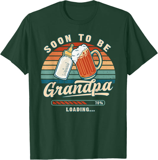 Soon to Be Grandpa Loading Retro Baby Reveal T-Shirt - T-Shirt | Forest