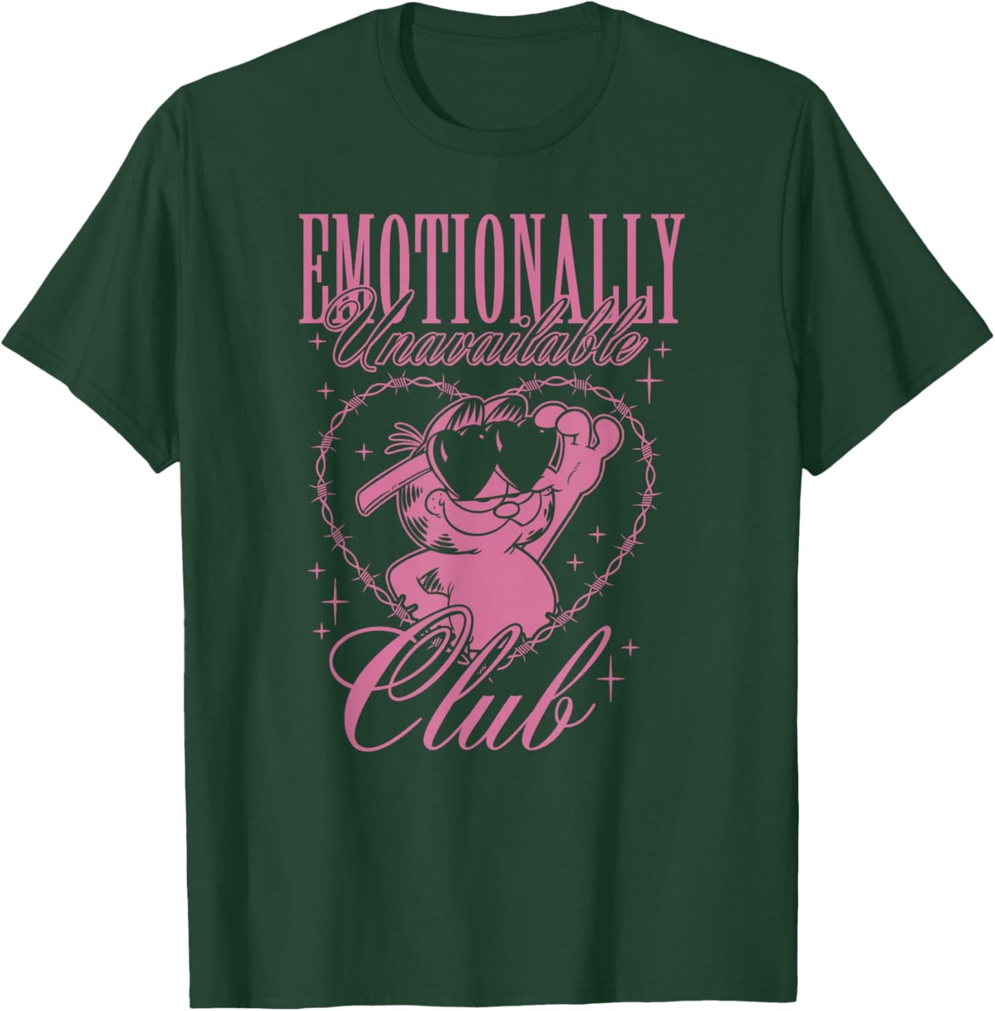 Garfield Emotionally Unavailable Heart Shaped Barbed Wire T-Shirt - T-Shirt | Forest