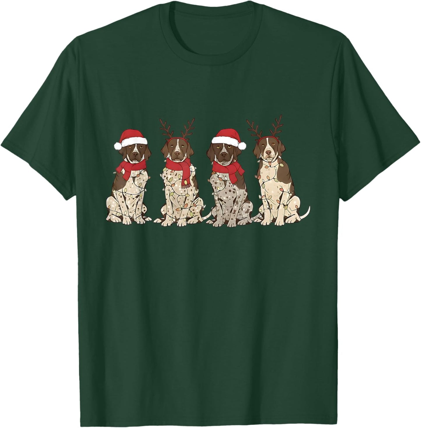 German Shorthair Pointer Christmas GSP Mom Dad T-Shirt - T-Shirt | Forest