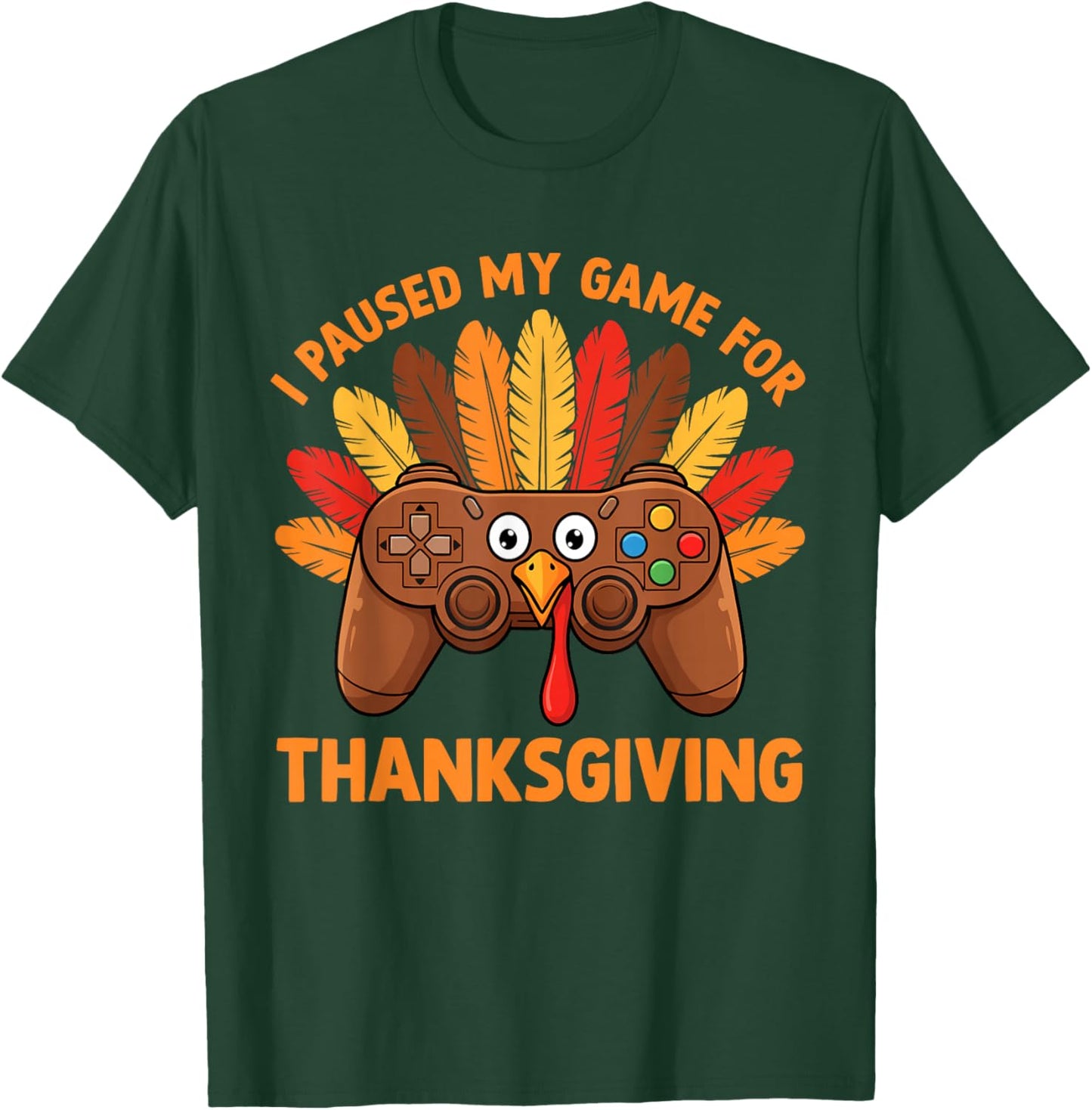 Happy Thanksgiving Gaming Funny Gamer Turkey Game Boys Teens T-Shirt - T-Shirt | Forest