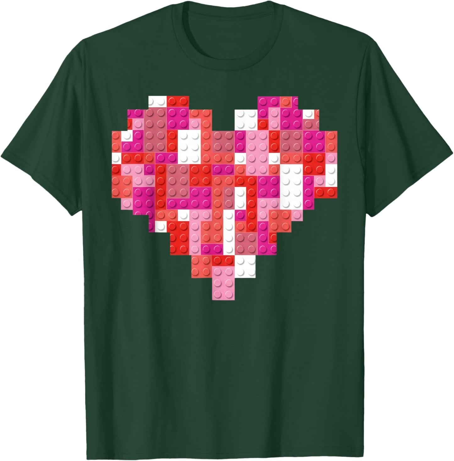 Valentines Day Heart Blocks Bricks Boys Toddles Valentine T-Shirt - T-Shirt | Forest