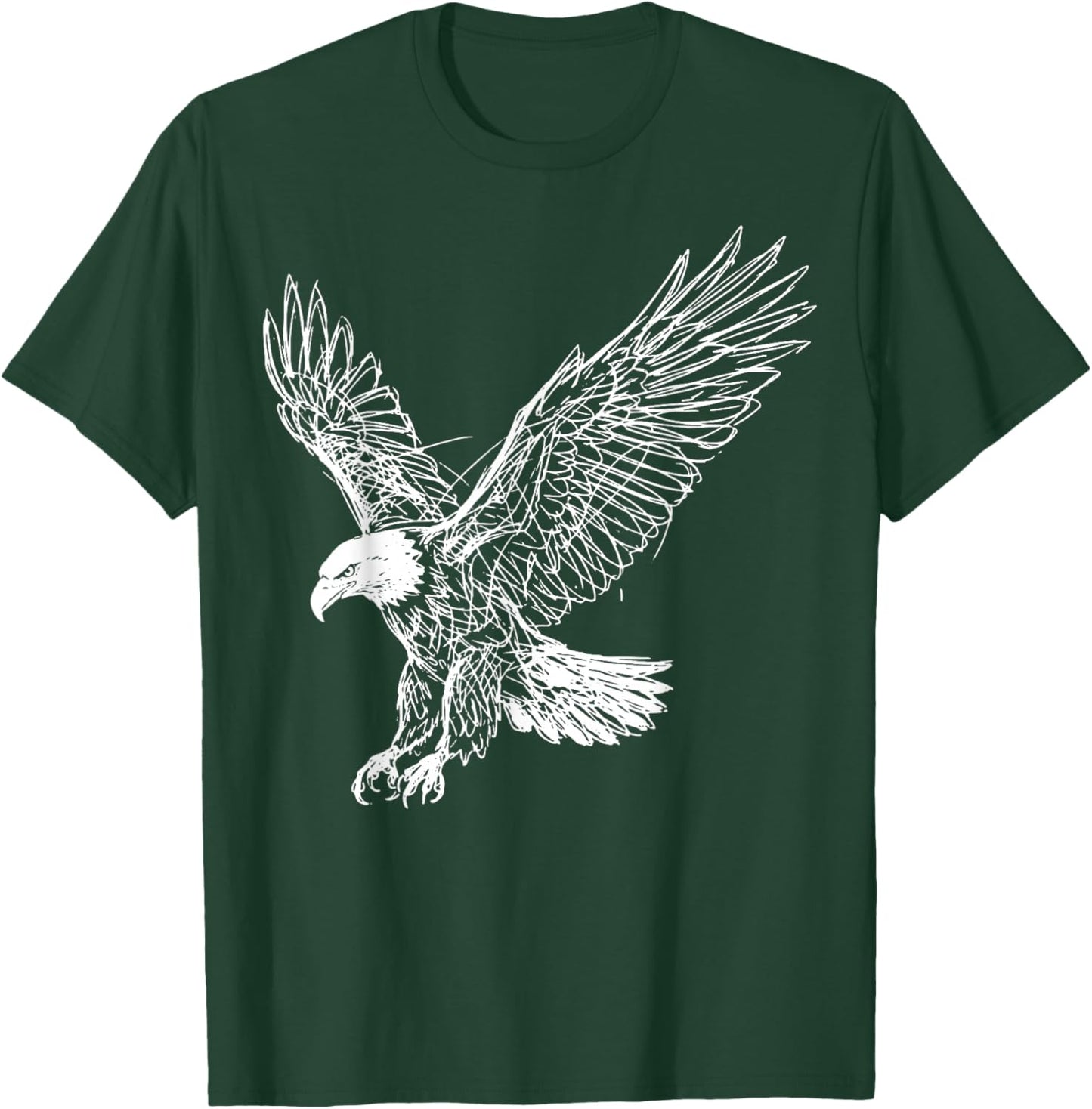 Eagle Line Art America Freedom T-Shirt - T-Shirt | Forest