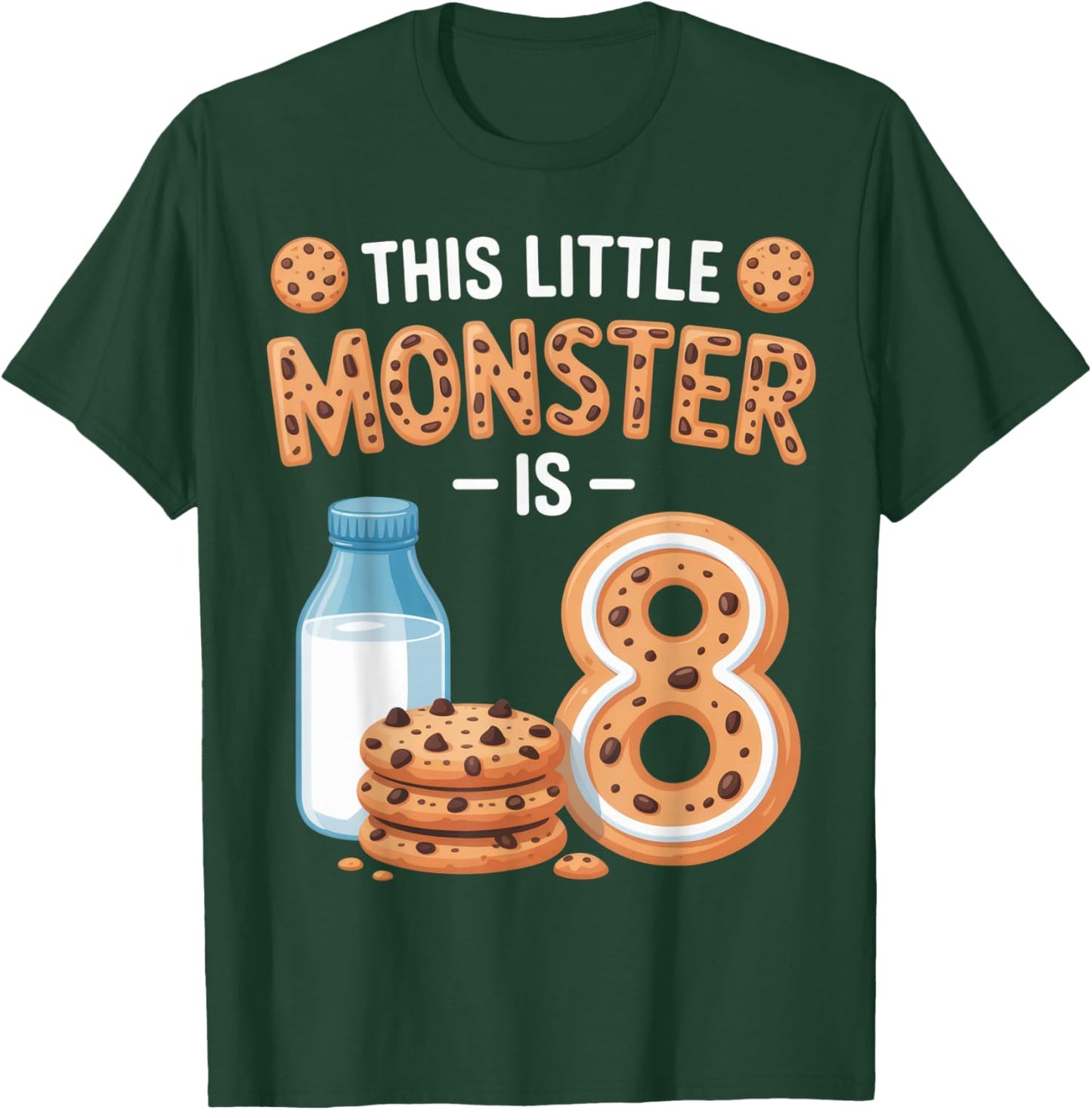 This Little Monster is 8 Cookie Lovers Birthday Party Fun T-Shirt - T-Shirt | Forest