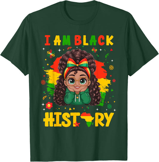 I Am Black History Afro Girl Melanin Princess Kids T-Shirt - T-Shirt | Forest