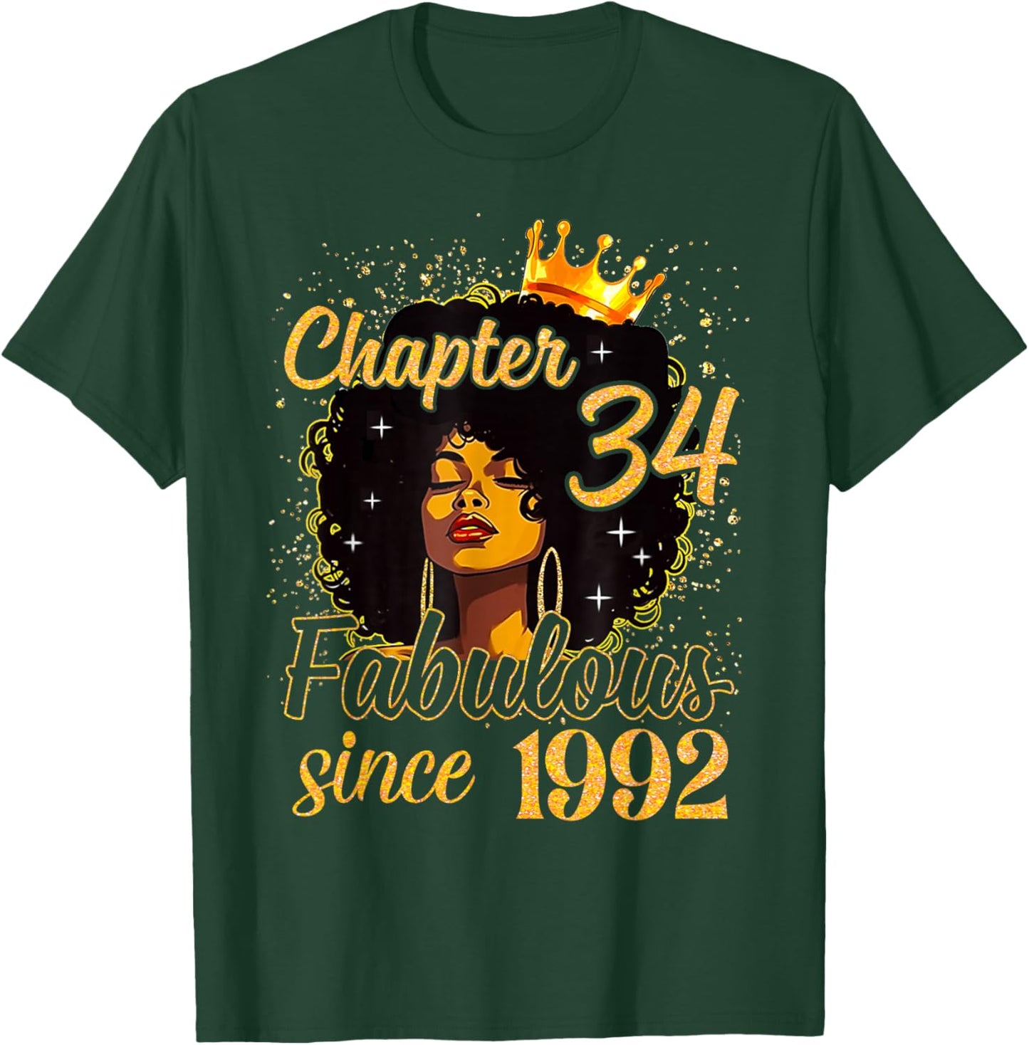 Chapter 34 Fabulous Since 1992 Birthday Melanin Women Girl T-Shirt - T-Shirt | Forest