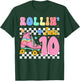 Rollin' Into 10 Years Old Roller Skating Girl 10th Birthday T-Shirt - T-Shirt | Forest