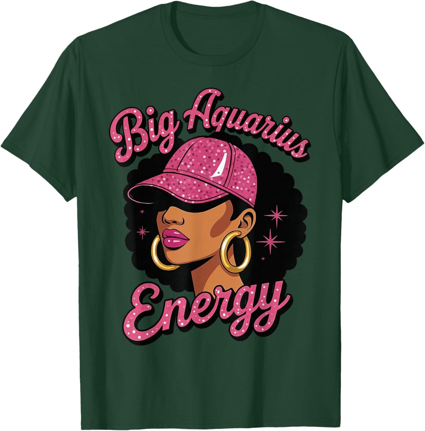 Big Aquarius Energy Black Girl T-Shirt - T-Shirt | Forest