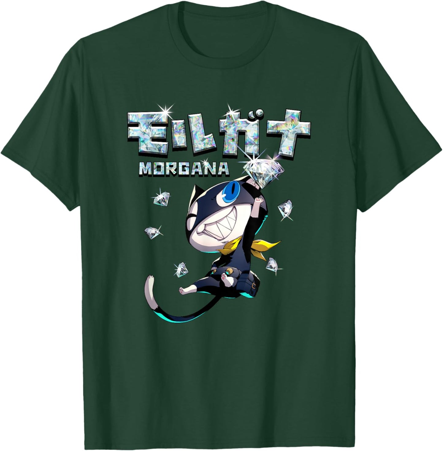 Persona 5 Morgana with Kanji and Diamonds RPG Video Game T-Shirt - T-Shirt | Forest