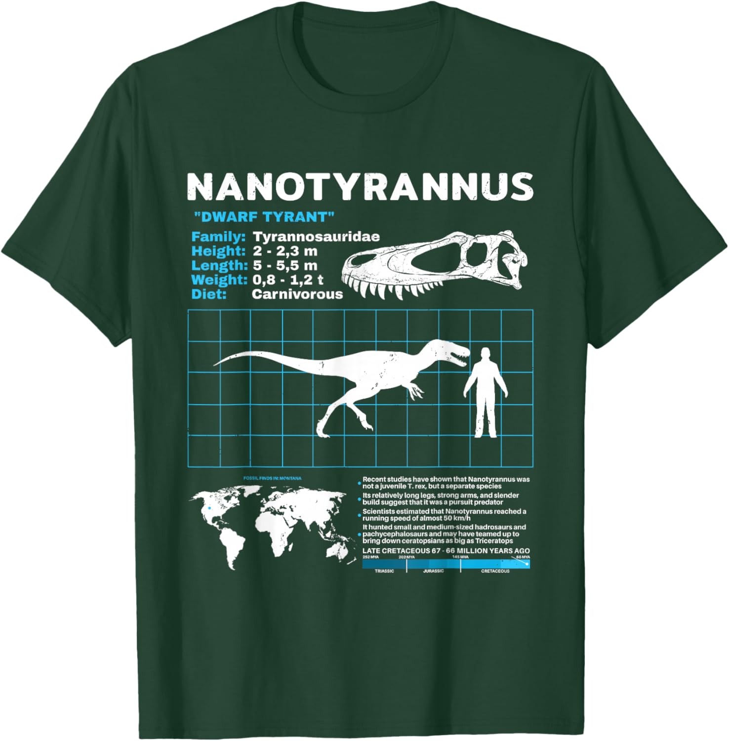 Nanotyrannus Fact Sheet Skull Fossil T-Shirt - T-Shirt | Forest
