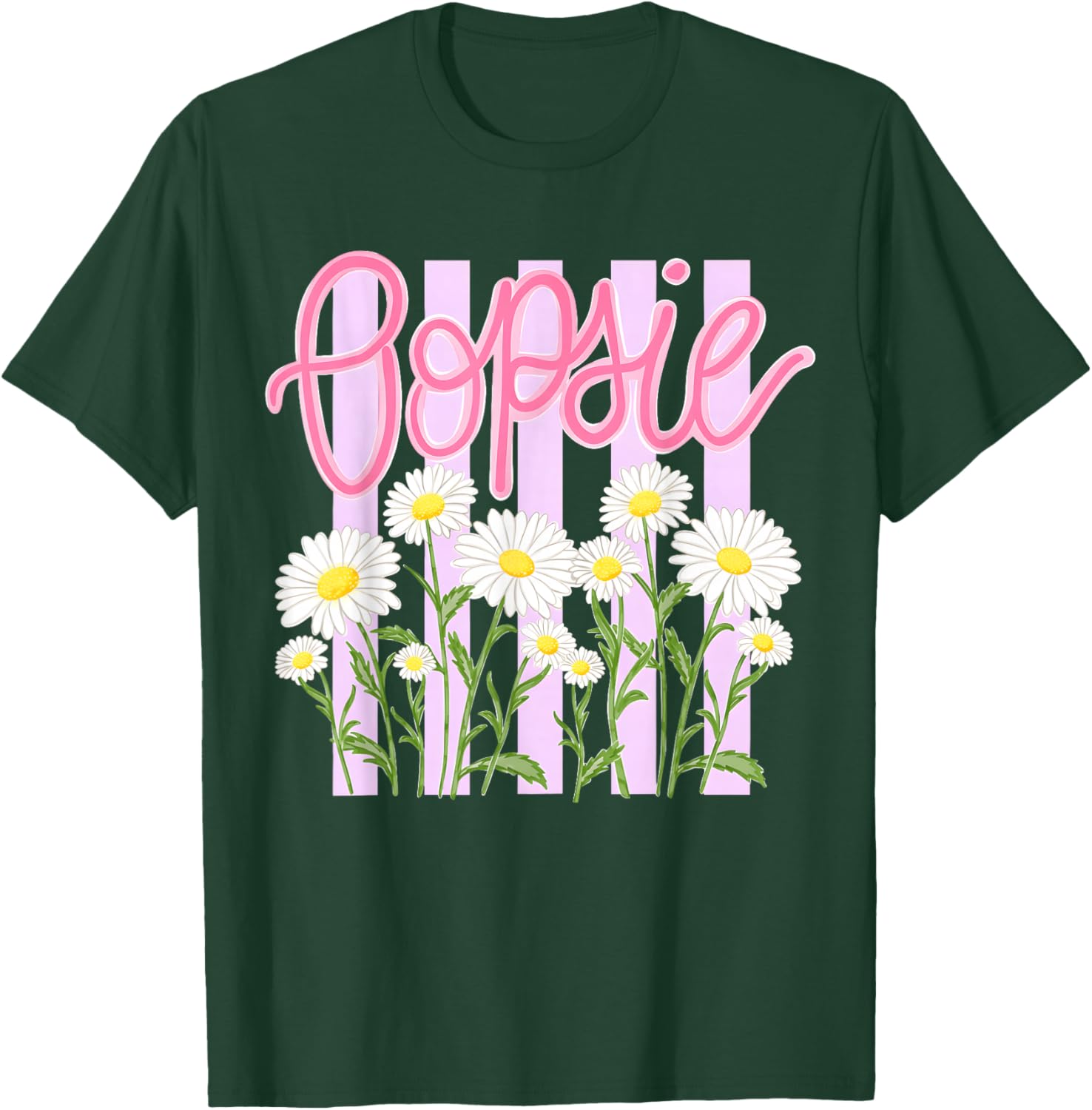 Oopsie Daisy Floral Summer Retro Striped Vintage Women T-Shirt - T-Shirt | Forest