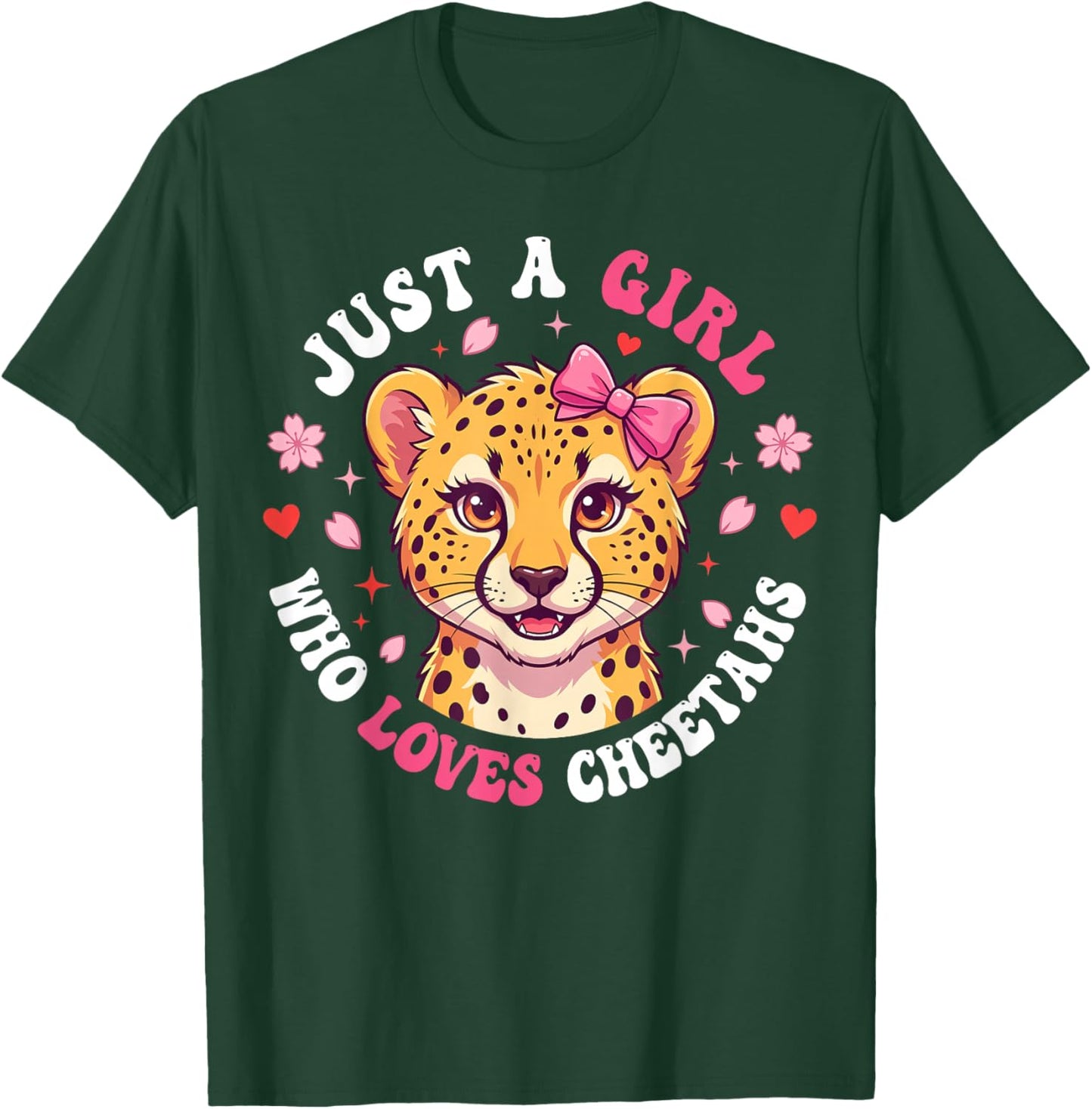 Cute Cheetah Girl Loves Safari Animal Graphic for Kids T-Shirt - T-Shirt | Forest