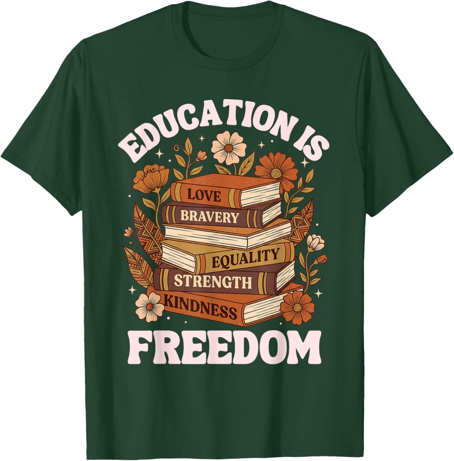 Education is Freedom Black History Month Book Black Teacher T-Shirt - T-Shirt | Forest