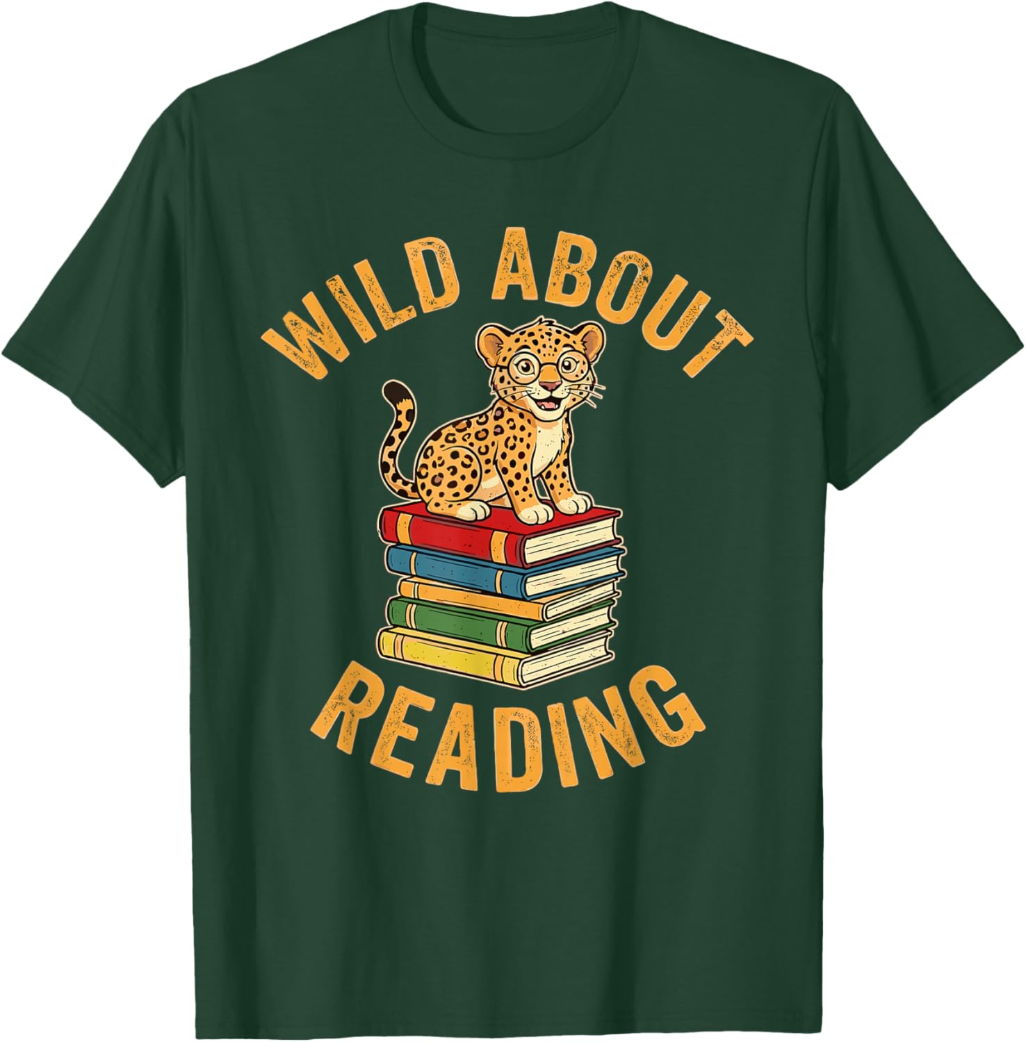 Wild About Reading Cute Leopard Teacher Kids Book Lover T-Shirt - T-Shirt | Forest