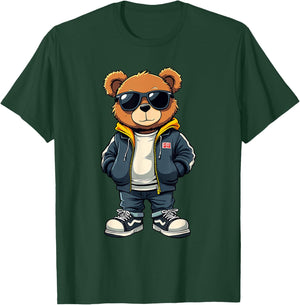 Cool Teddy Bear Graphic Men Women Boy Girl Kids T-Shirt - T-Shirt | Forest