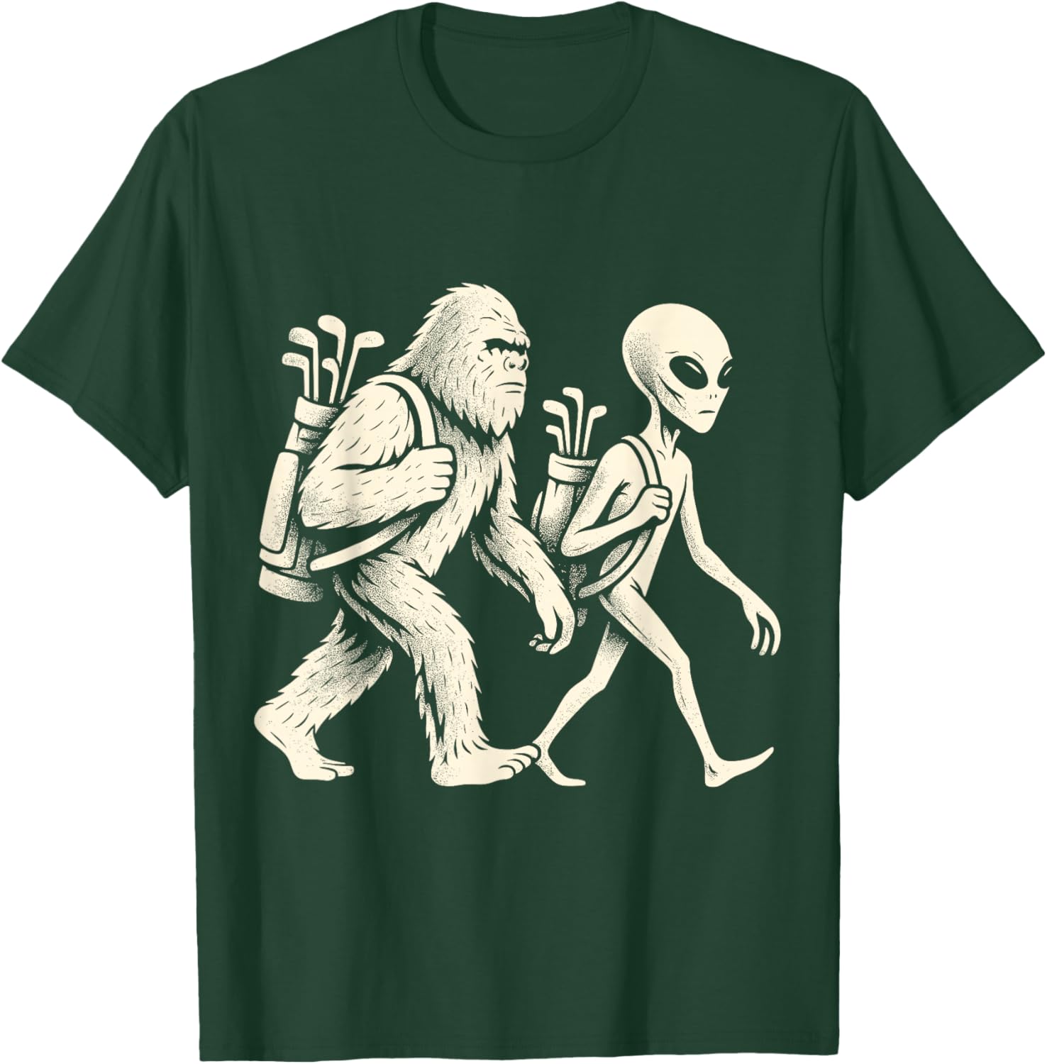 Funny Golf Bigfoot Sasquatch Alien UFO Golfer T-Shirt - T-Shirt | Forest