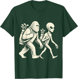 Funny Golf Bigfoot Sasquatch Alien UFO Golfer T-Shirt - T-Shirt | Forest