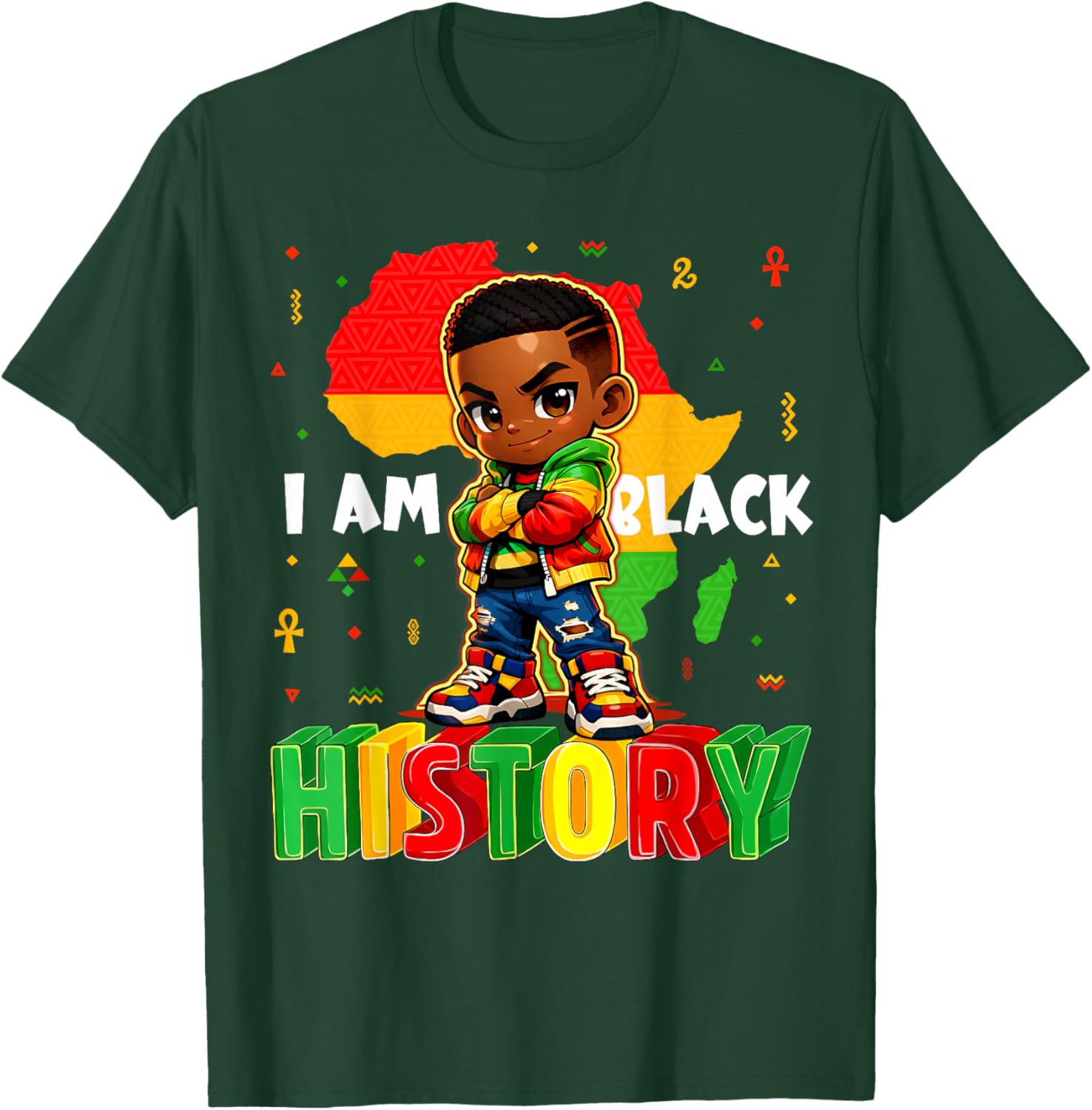 I Am Black History African American Boys Black History Month T-Shirt - T-Shirt | Forest