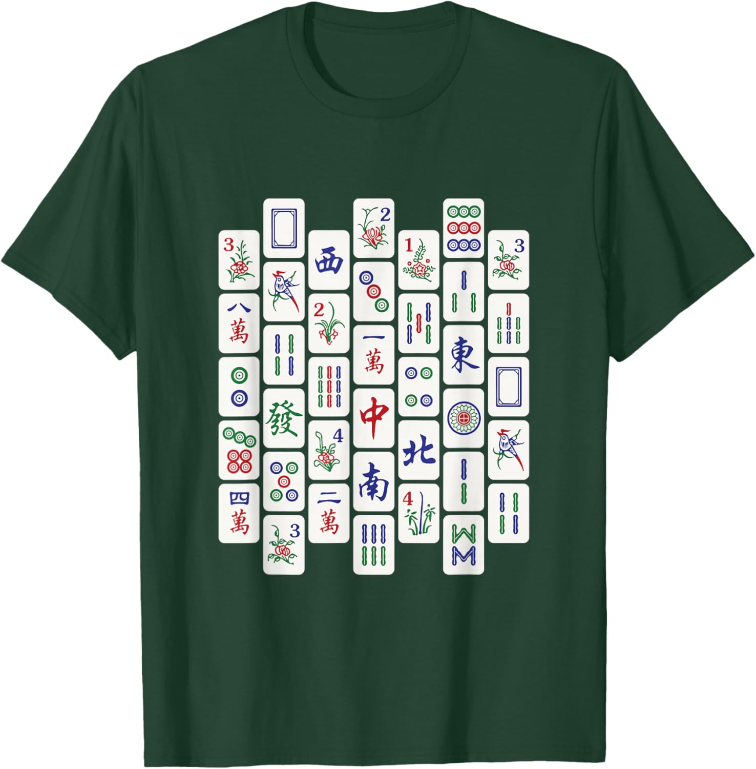 Traditional Mahjong Tiles Neat Pattern Default Background v1 T-Shirt - T-Shirt | Forest
