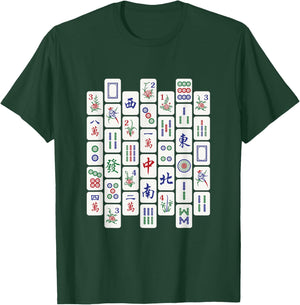 Traditional Mahjong Tiles Neat Pattern Default Background v1 T-Shirt - T-Shirt | Forest