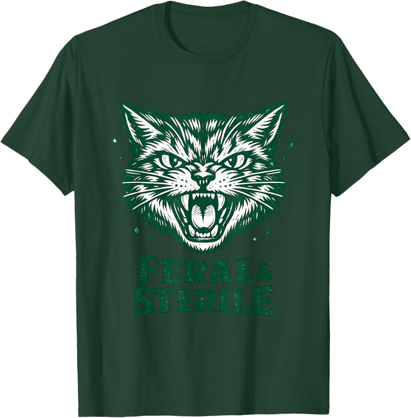 Feral & Sterile Retro Cat TNR Mom Funny Women Cat Lover T-Shirt - T-Shirt | Forest