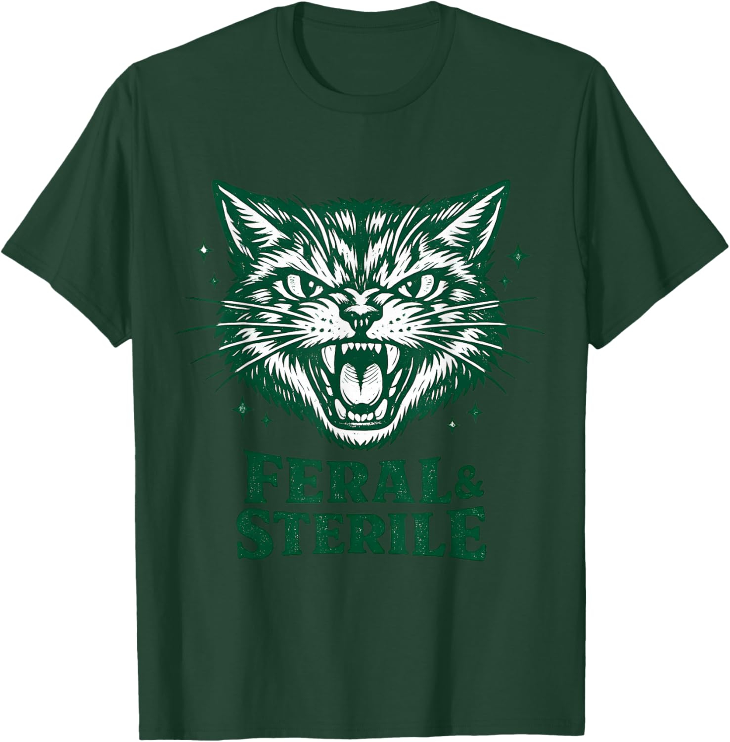 Feral & Sterile Retro Cat TNR Mom Funny Women Cat Lover T-Shirt - T-Shirt | Forest