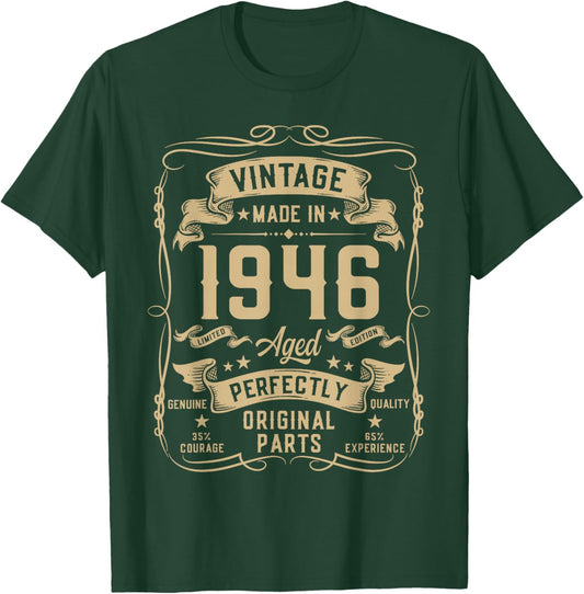 Vintage 1946 80yr 80th Birthday Gifts 80 Years Old T-Shirt - T-Shirt | Forest
