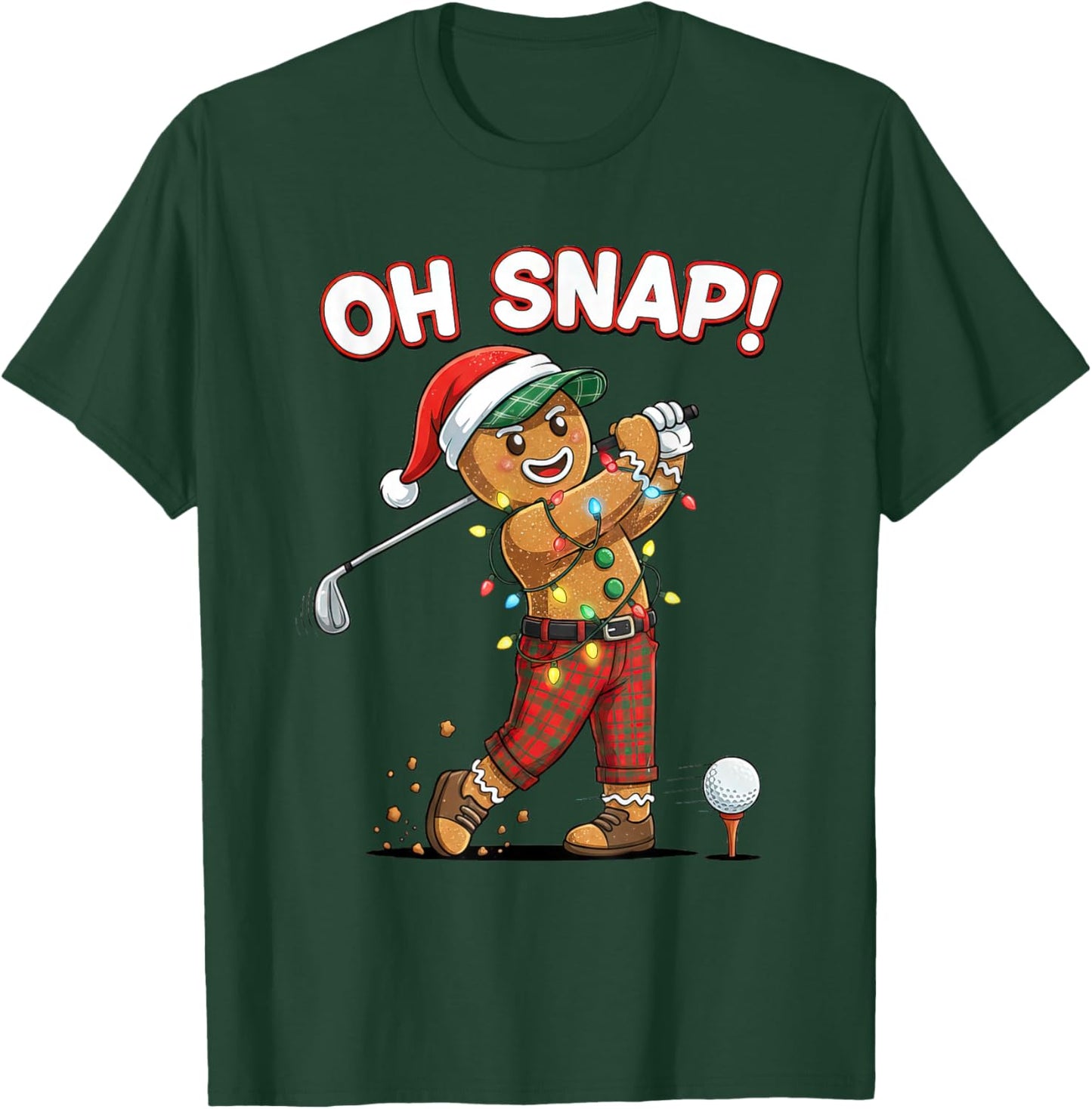 Funny Gingerbread Man Golfer Oh Snap Christmas Holiday Golf T-Shirt - T-Shirt | Forest